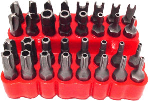 33 piece Security bit set with case